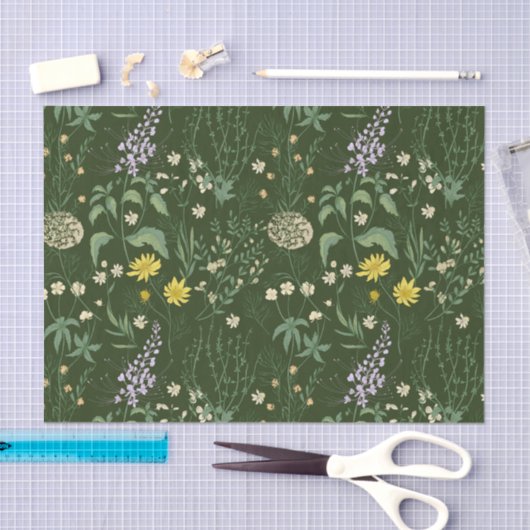 Mooi gemengd pastgoed Wildbloemen Groen Tissuepapier (Craft)