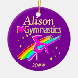 MOOI GEPERSONALISEERD EN GEDATEERD GYMNAST ORNAMEN KERAMISCH ORNAMENT