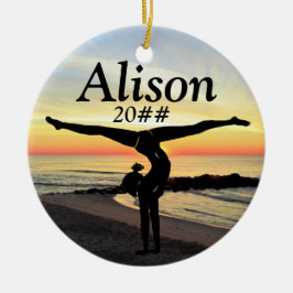 MOOI GEPERSONALISEERD EN GEDATEERD GYMNAST ORNAMEN KERAMISCH ORNAMENT