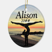 MOOI GEPERSONALISEERD EN GEDATEERD GYMNAST ORNAMEN KERAMISCH ORNAMENT (Links)