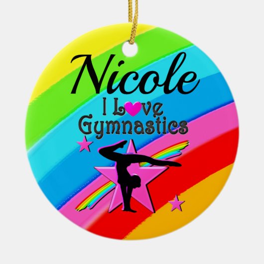 MOOI GEPERSONALISEERD IK HOU VAN GYMNASTIEK ONTWER KERAMISCH ORNAMENT (Voorkant)