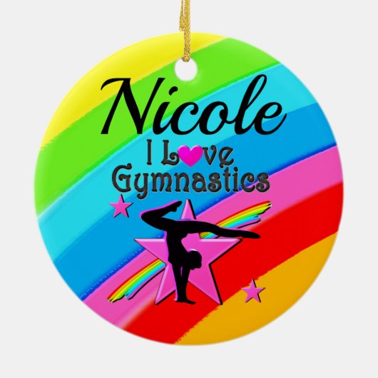 MOOI GEPERSONALISEERD IK HOU VAN GYMNASTIEK ONTWER KERAMISCH ORNAMENT (Achterkant)