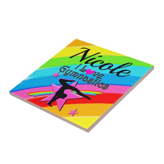 MOOI GEPERSONALISEERD IK HOU VAN GYMNASTIEK ONTWER TEGELTJE (Zijkant)