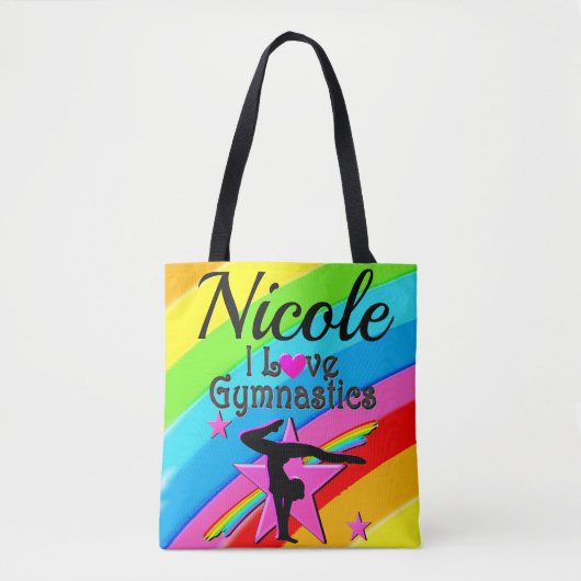 MOOI GEPERSONALISEERD IK HOU VAN GYMNASTIEK ONTWER TOTE BAG (Voorkant)