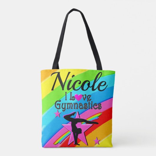 MOOI GEPERSONALISEERD IK HOU VAN GYMNASTIEK ONTWER TOTE BAG (Achterkant)