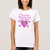 MOOI GEPERSONALISEERD ROZE BLOEMONTWERP T-SHIRT (Voorkant)
