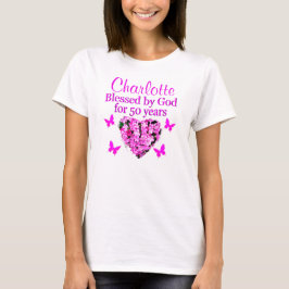MOOI GEPERSONALISEERD ROZE BLOEMONTWERP T-SHIRT