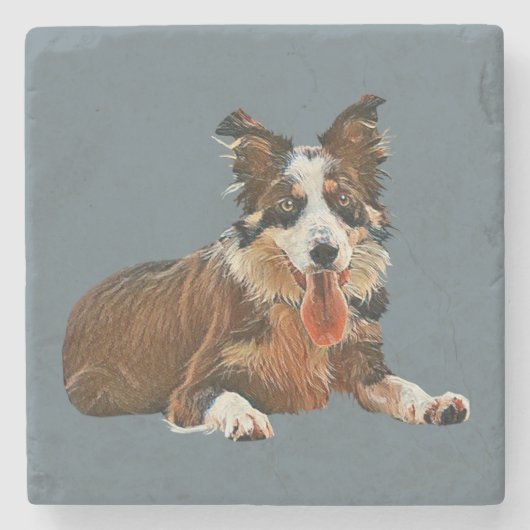 Mooi geschilderd Border Collie Marmer Onderzetter (Voorkant)