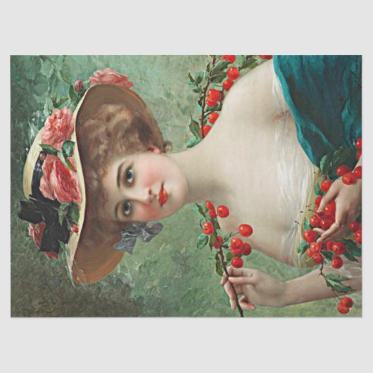 mooi gevlochten Pet en kersen Tissuepapier (Voorkant)