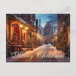 Mooi gezellig kerstmotief in een dromerige oude st feestdagenkaart