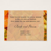 Mooi gezellig verlof trouwfeest bedankt visitekaartje (Achterkant)