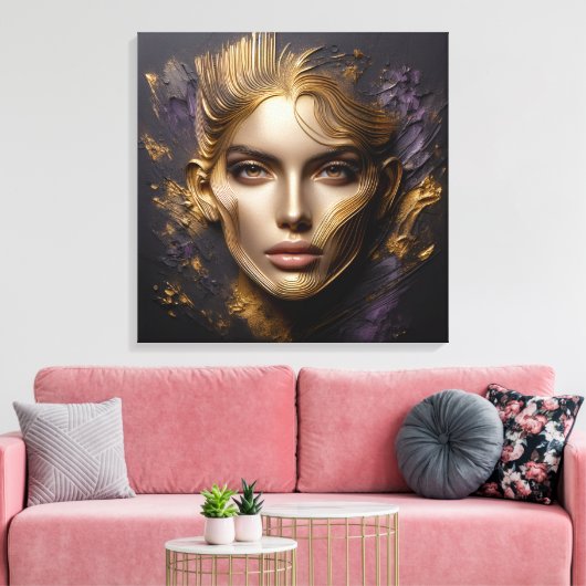 Mooi gezicht - AI-regels Canvas Afdruk (Insitu (Woonkamer))