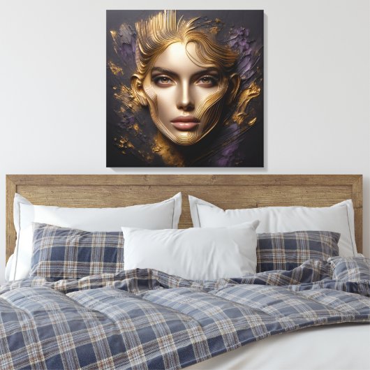 Mooi gezicht - AI-regels Canvas Afdruk (Insitu (Slaapkamer))