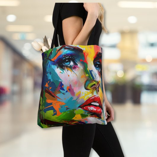 Mooi gezicht geschilderd artistiek portret tote bag