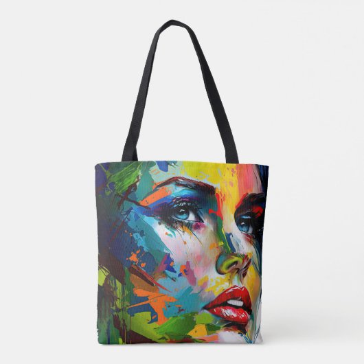 Mooi gezicht geschilderd artistiek portret tote bag (Achterkant)