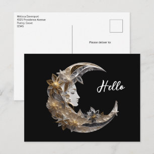 Mooi gezicht in de maan briefkaart