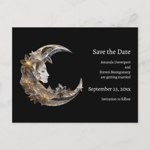 Mooi gezicht in de maan bruiloft aankondigingskaart