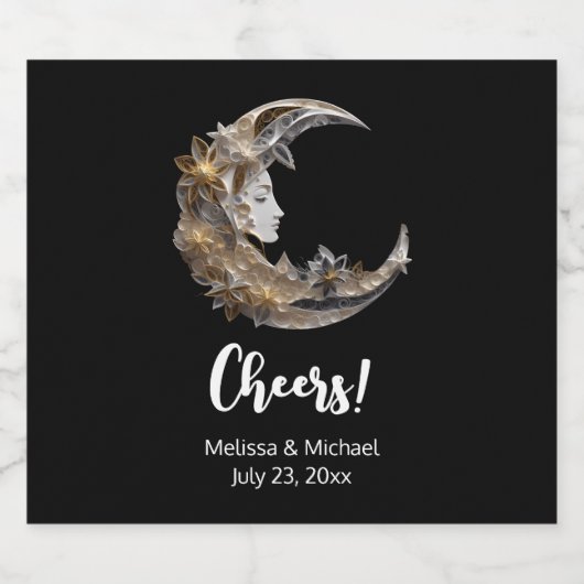 Mooi gezicht in de maan bruiloft bier etiket (Enkel label)