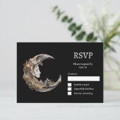Mooi gezicht in de maan bruiloft RSVP kaartje (Staand voorkant)