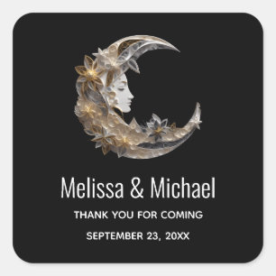 Mooi gezicht in de maan dank u vierkante sticker