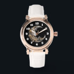 Mooi gezicht in de maan horloge<br><div class="desc">Een horloge met een mooie illustratie. Een vrouwelijk gezicht in de maan omringd door bloemen.</div>