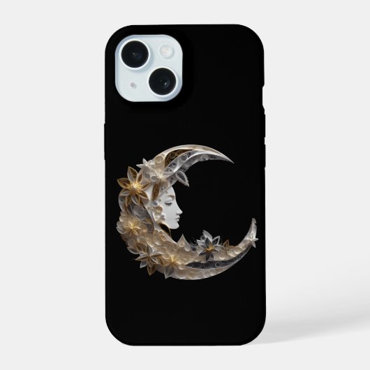 Mooi gezicht in de maan iPhone 15 case (Achterkant)