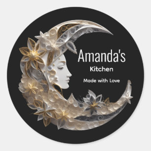 Mooi gezicht in de Maan Keuken Ronde Sticker