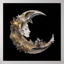 Mooi gezicht in de maan poster