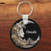 Mooi gezicht in de maan sleutelhanger (Voorkant)