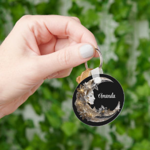 Mooi gezicht in de maan sleutelhanger