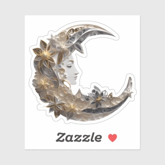 Mooi gezicht in de maan sticker (Vel)