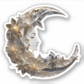 Mooi gezicht in de maan sticker (Voorkant)