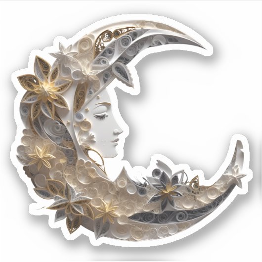 Mooi gezicht in de maan sticker (Voorkant)