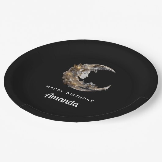 Mooi gezicht in de maan Verjaardag Papieren Bordje (Gekanteld)