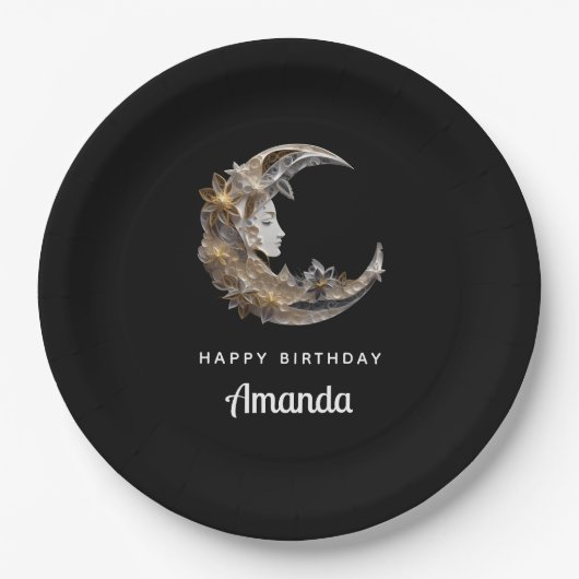 Mooi gezicht in de maan Verjaardag Papieren Bordje (Voorkant)