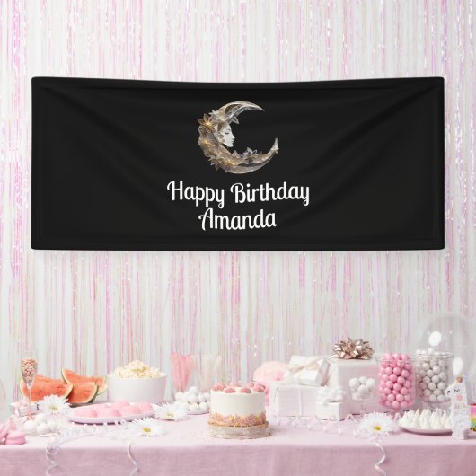 Mooi gezicht in de maan Verjaardag Spandoek (Feest)