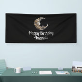 Mooi gezicht in de maan Verjaardag Spandoek (Beurs)