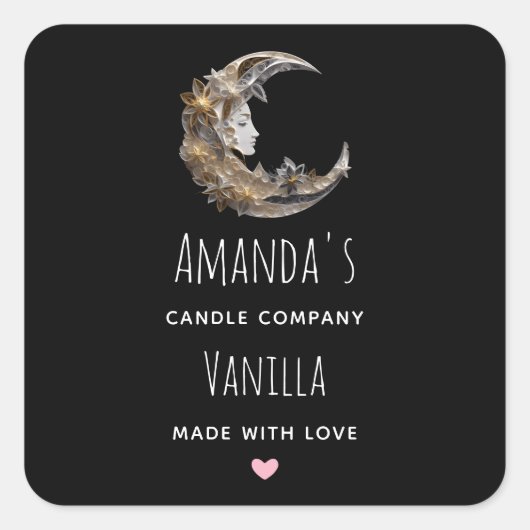 Mooi gezicht in de Moon Candle Business Vierkante Sticker (Voorkant)