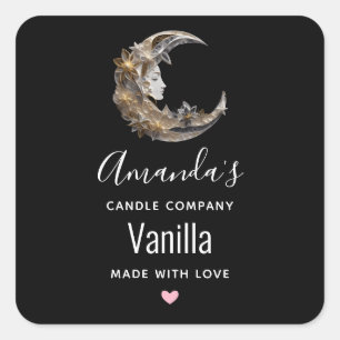 Mooi gezicht in de Moon Candle Business Vierkante Sticker