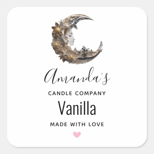 Mooi gezicht in de Moon Candle Business Vierkante Sticker (Voorkant)