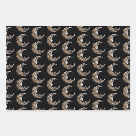 Mooi gezicht in het maan patroon inpakpapier vel (Voorkant 3)