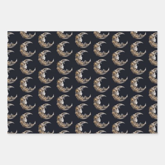 Mooi gezicht in het maan patroon inpakpapier vel (Voorkant)