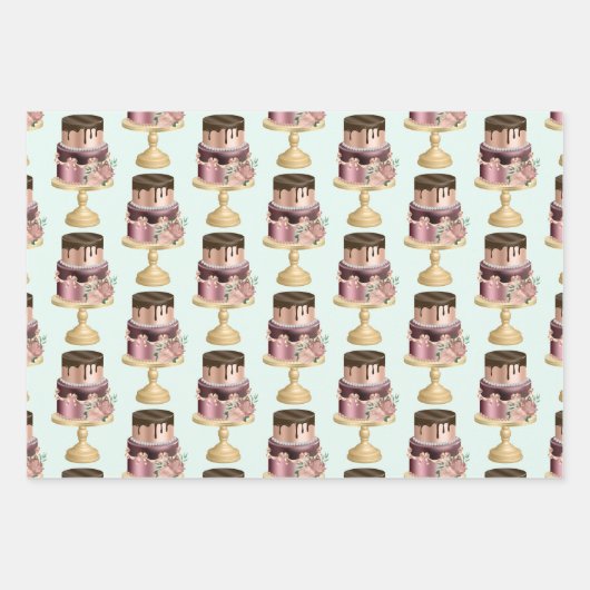 Mooi glanzend glam party cake patroon inpakpapier vel (Voorkant 3)