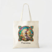 Mooi Glas in lood Bunny gepersonaliseerd Pasen Tote Bag (Voorkant)