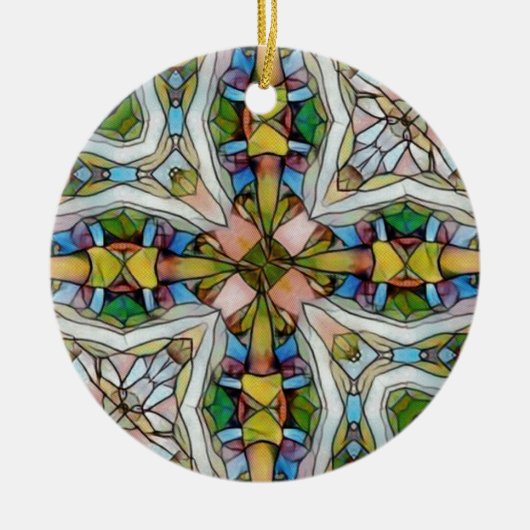 Mooi Glas in lood Inspirerend Keramisch Ornament (Voorkant)