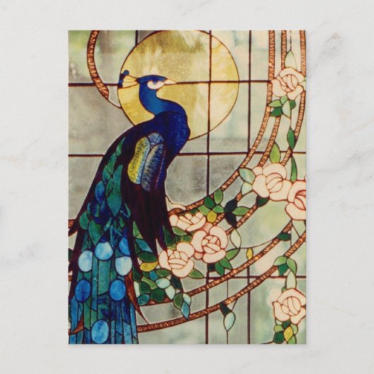 Mooi Glas in lood Peacock Briefkaart (Voorkant)
