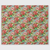 Mooi Glas in lood rood bloemenpatroon Cadeaupapier (Vlak)