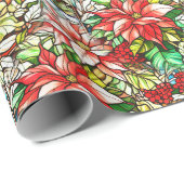 Mooi Glas in lood rood bloemenpatroon Cadeaupapier (Rol Hoek)