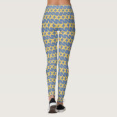 Mooi Glaucous Blauw en Goud Curves Patroon Leggings (Achterkant)
