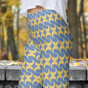 Mooi Glaucous Blauw en Goud Curves Patroon Leggings